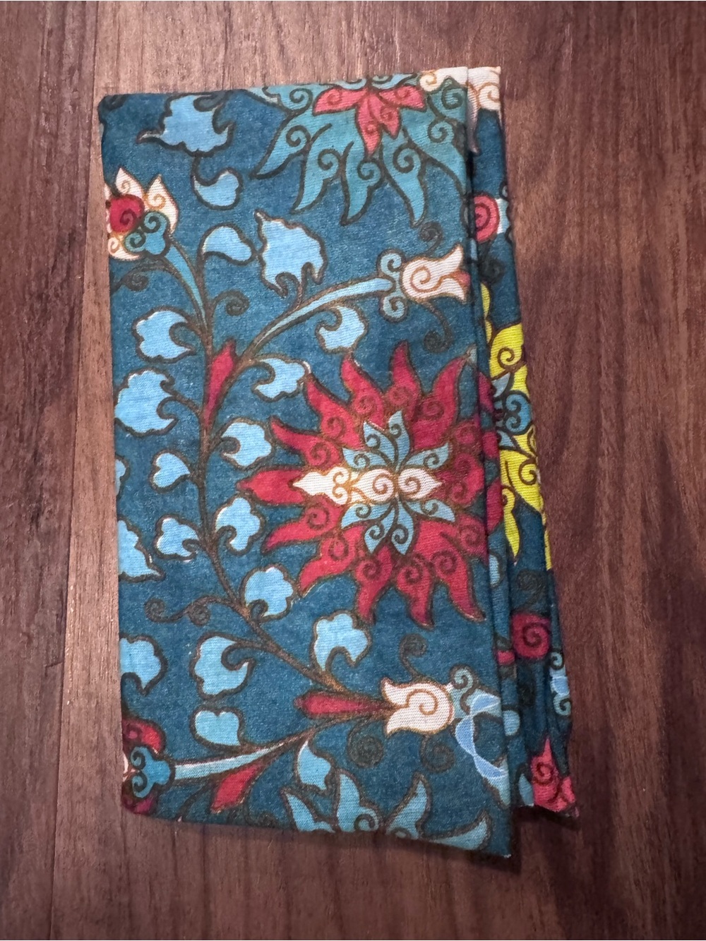 Blue Floral Patterned Scarf